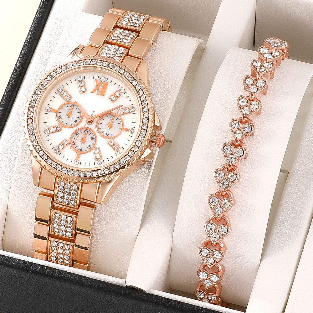Stylish rhinestone women's Steel Band watch Three eyes quartz alloy fashion watch women