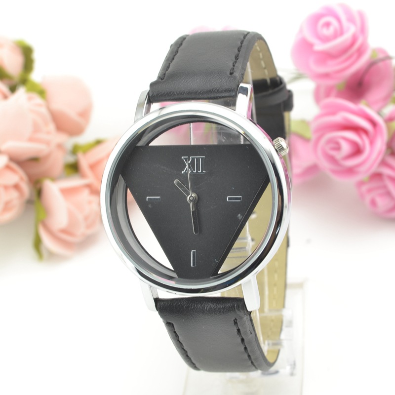 Simple fashion brand fashion watch men and women personality creative hollow triangle student couple watch