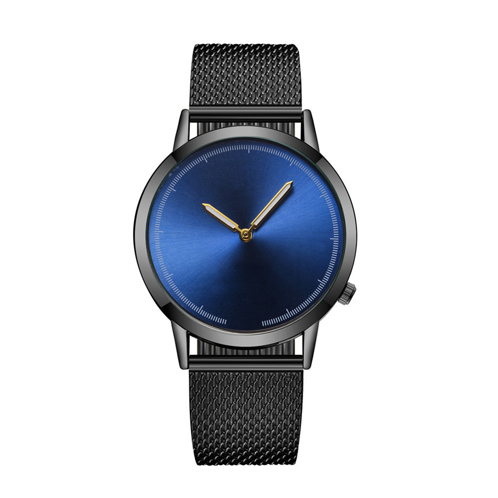 Popular micro business men's casual alloy mesh belt watch simple double needle fashion watch