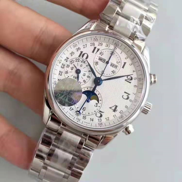 Eight needle moon phase master series multi-functional timing automatic mechanical men's watch